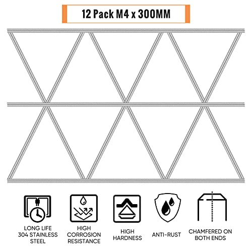 LEIFIDE 24 Pcs 8/32 in 4mm Threaded Rod with Hex Nuts, 12 Inch - size: 12 Inch