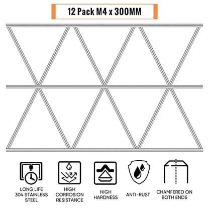 LEIFIDE 24 Pcs 8/32 in 4mm Threaded Rod with Hex Nuts, 12 Inch - size: 12 Inch