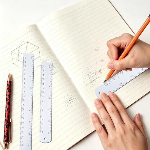 Unjoo Stainless Steel Ruler, 2-Pack, 12 Inch/30 cm Dual Scale Ruler - size: 12 inch 2 pack