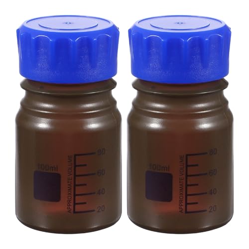 PATIKIL 100ml Media Storage Bottles,2pcs Plastic Graduated Bottle, Brown - color: Brown, size: 100ml