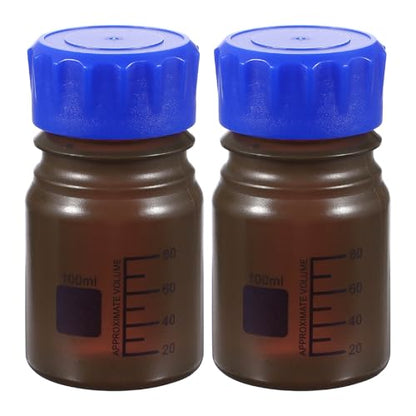 PATIKIL 100ml Media Storage Bottles,2pcs Plastic Graduated Bottle, Brown - color: Brown, size: 100ml