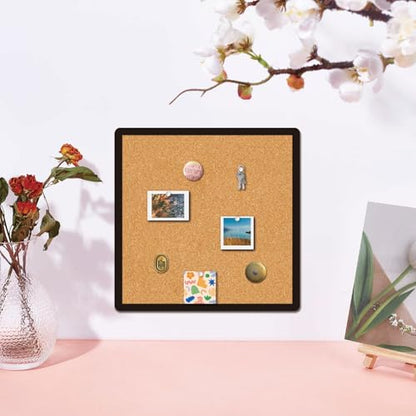 CRASPIRE Square Framed Bulletin Board 9.8 X 8 Inch Wall Mounted Pin Display Cork Boards Badge Thumbtack Wood Decorative Memory Memo Brooch Lapel Pins Pictures Storage Holder for Office Home Decor - style: Square