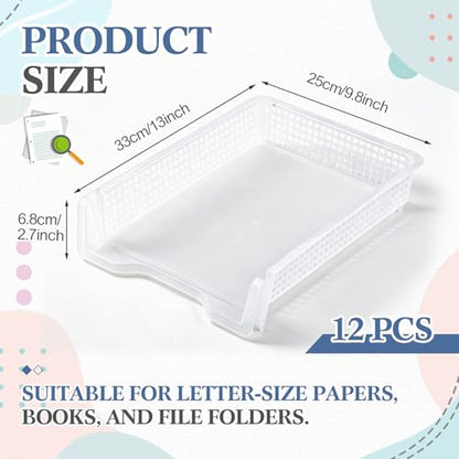 Geetery Turn in Trays Classroom, Clear, Set of 12 - color: Clear