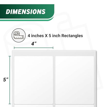 Blank Rectangle Labels, White, 4" x 5" - size: 4" x 5"