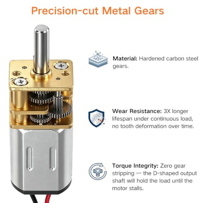 4Pcs Mini Micro N20 Gear Moto, DC 3V-6V Slow Speed Full Metal Gearbox - color: with Terminal