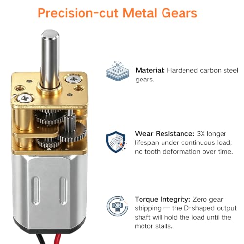 4Pcs Mini Micro N20 Gear Moto, DC 3V-6V Slow Speed Full Metal Gearbox - color: with wire