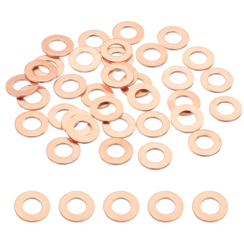 PATIKIL 35PCS M6 Copper Washers, M6x12x1mm Copper Crush Washer Metric Flat Washers Sealing Washers Assortment Kit Oil Drain Plug Gasket Ring for Automotive Battery Vehicles Screws Bolt - size: M6x12x1mm