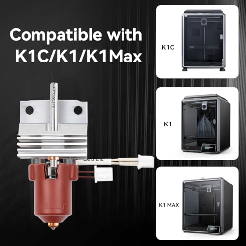 Creality K1 Series Hotend Kit with Heat Sink, Integrated Sprinkler Head Kit Quick Swap Nozzle 60W Faster Heating 300°C High Temperature Resistant High Flow Ceramic Heating Block Kit for K1/K1 Max/K1C