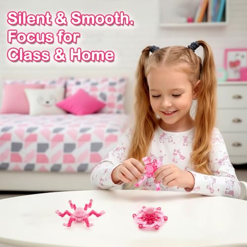 2 Pack Pink Transformable Fidget Spinners for Girls, Sensory Robot Toys for Kids 8-12, Easter Basket Stuffers & Party Favors, Stress Relief ADHD Autism Fingertip Toy (Baby & Hot Pink) - style: 2PC-pink