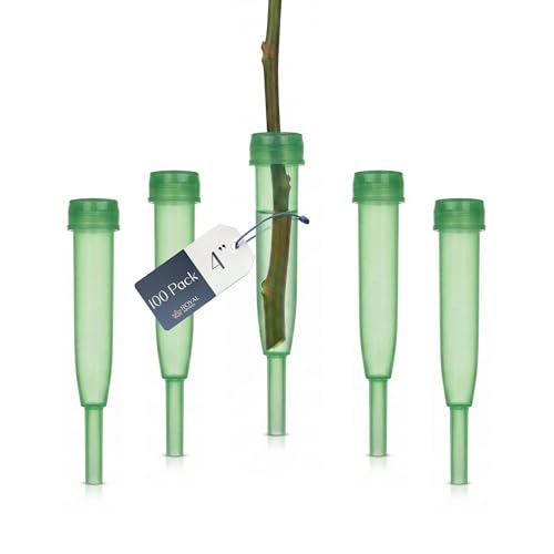 Royal Imports Floral Water Tubes with Caps – 4" Green Flower Vials 100 Pack - color: 4" Green-extendable 100 Pack