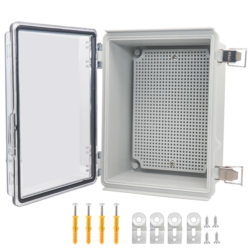 Electrical Box, Outdoor Waterproof Box IP67 Junction Box with Mounting Plate,ABS Plastic Project Box Power Cord Enclosure Clear 8.7" Dx6.7 Wx4.3 H - color: Clear, size: 8.7"Dx6.7"Wx4.3"H