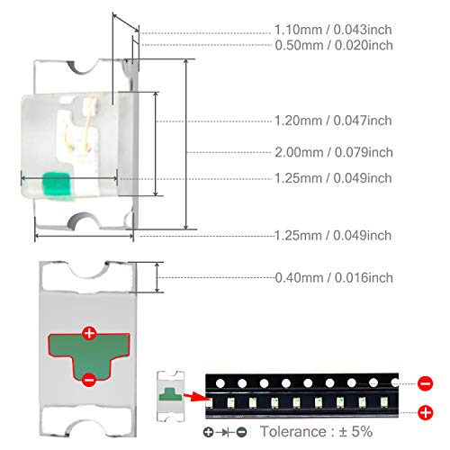 CHANZON 100 pcs SMD 0805 (2mm x 1.2mm) Purple LED Diode Lights (DC 3V 20mA) - color: H) Purple Uv (100pcs)