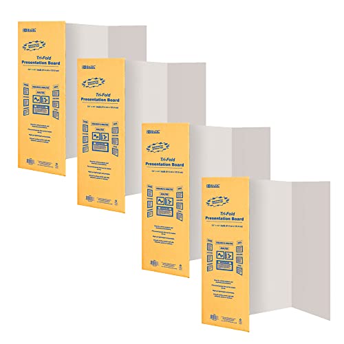 BAZIC Products White Tri-Fold Poster Board, 28 x 40 in, 4-Pack - size: 28 x 40 inches