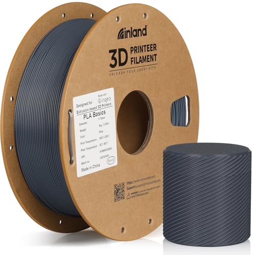 Inland PLA Basics Filament 1.75mm, 1kg Spool – Dimensional Accuracy ±0.02mm, Neatly Wound, Fits Most FDM 3D Printers (Black, White, Gray, True Red, 4 Pack) - color: 4kg Black, White, Gray, True Red