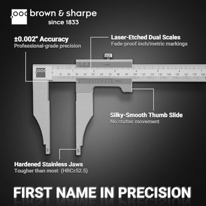 Brown & Sharpe 12 Inch Vernier Workshop Caliper, 1/128 Inch Resolution