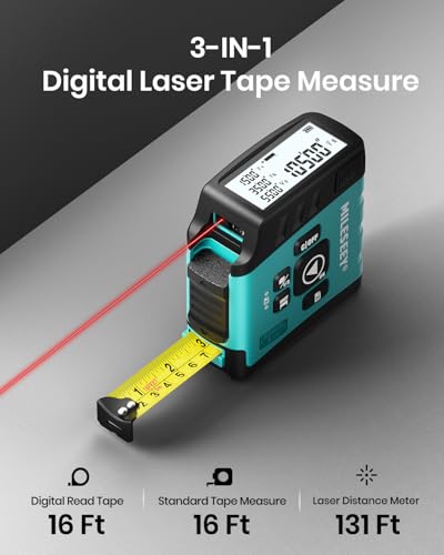 MILESEEY DT20 3-in-1 Digital Laser Tape Measure, 131ft Laser & 16ft Tape