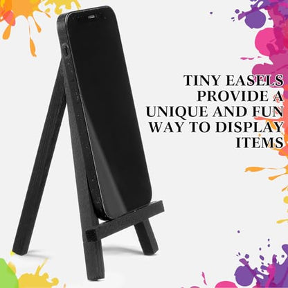 Chuangdi 12 Pcs 6.3 Inch Black Mini Easel Stands Wood Display Easel - size: 6.3 Inch
