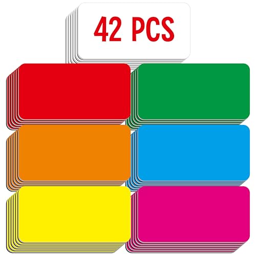 42 PCS Magnetic Name Tag Labels, 7 Colors Dry Erase Reusable Name Stickers for Whiteboard, Locker, Fridge, Metal Surfaces, School Office Home (Each Measures 2" x 4") - color: 7 Colors-42pcs, size: 4" x 2"