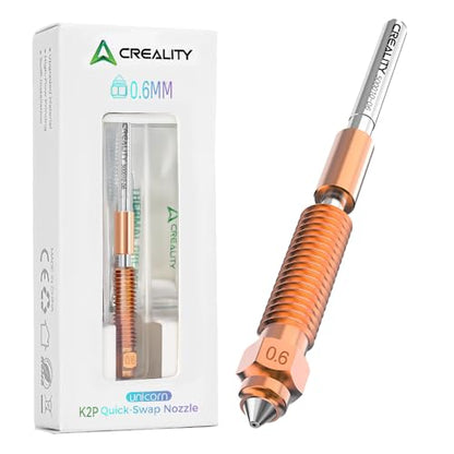 Creality K2 Plus/Hi Combo Nozzle 0.6mm, Original Unicorn K2 Plus Hotend Nozzle, Extruder Replacement Nozzle Kit with Titanium Alloy, Copper Alloy and Hardened Steel Nozzle for Creality K2/ K2 Pro - style: 0.6mm