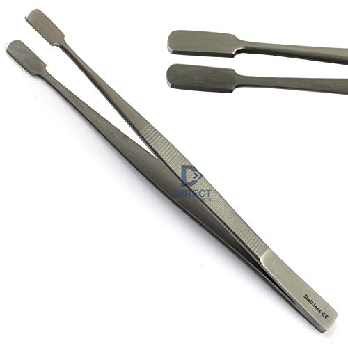 2Pcs Set Cover Glass Forceps Microscope Slides Handling Coverslips Lab Tweezers Straight Offset Bent