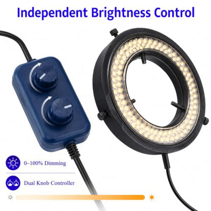 Microscope LED Ring Light Illuminator, USB 5V 144 LED Color Temperature Adjustable, 4 Zone RGB, Focus Lamp Source for Monocular Binocular Trinocular Stereo Microscope Vision Scientific (144 CW WW) - color: 144 LED CW WW