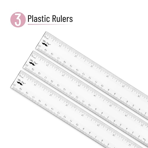 Mr. Pen- Plastic Ruler, 8 Inch, 3 Pack, Easy-to-Read Markings