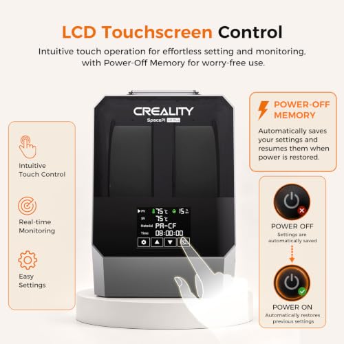 Creality 2026 New Space Pi V2 Plus Filament Dryer, 2 Rolls 3D Printer Filament Dryer Box Upgraded PTC Heating, Temp Sensor, 75°C Faster Drying for 1.75/2.85mm PLA PETG ABS TPU PP PC - size: Space PI V2 Plus