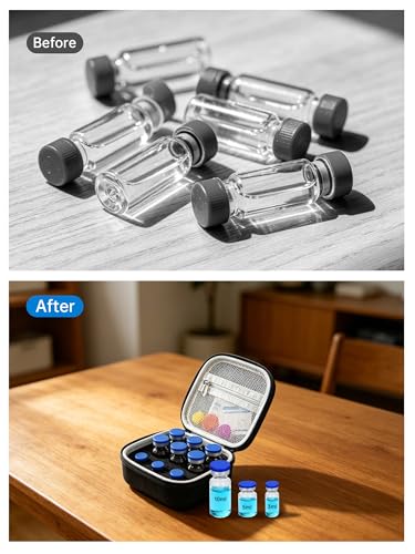 9Slot Insulin & Peptide Vials Storage Case for 3ml 5ml 10ml Vials - color: 9-slots (Black)