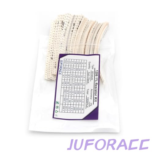1500PCS 1206 SMD Resistor Kit 0-10M Ω ohm 60 Values 1/4 Watt 0.25W ±1% Tolerance Thick Film 0-10MR SMT Chip Resistors Assortment Set