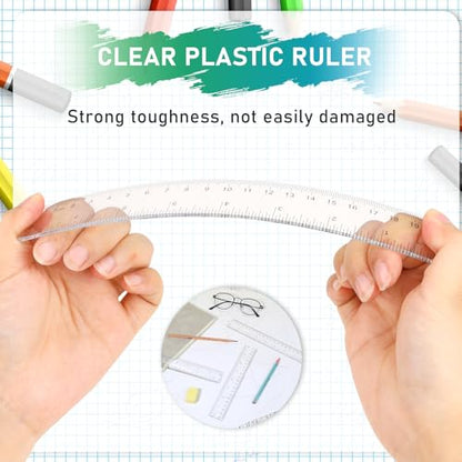 3 Pack 8 Inch Ruler Set Plastic Straight Ruler Transparent Measuring Tool Acrylic Clear Ruler for School Office Student(Transparent) - color: Transparent, size: 3 x 8 Inch