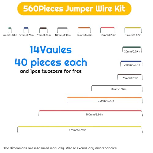 14 Values 560pcs Breadboard Jumper Wire Kit 2-125mm