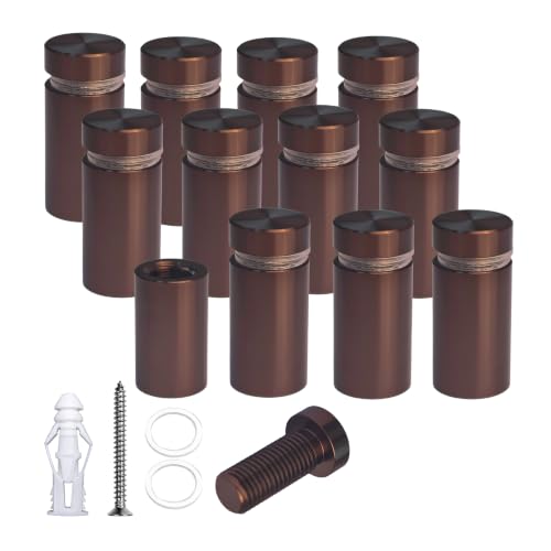 Pack of 12, Aluminum Standoff Screws, Wall Sign Standoff Mounting Hardware Advertising Glass Standoff Nail for Hanging Acrylic Picture Frame (12, Bronze, 1/2" x 3/4") - color: Bronze, size: 1/2" x 3/4"