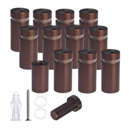 Pack of 12, Aluminum Standoff Screws, Wall Sign Standoff Mounting Hardware Advertising Glass Standoff Nail for Hanging Acrylic Picture Frame (12, Bronze, 1/2" x 3/4") - color: Bronze, size: 1/2" x 3/4"