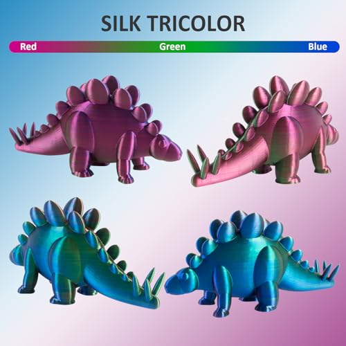 Geeetech Silk PLA Tri Color Filament 1.75mm 3D Printer Filament, Coextrusion Red Blue Green Tri-Colors Metal-Like Shiny Silk PLA Filament, 1kg (2.2lbs) 1 Spool, Dimensional Accuracy +/- 0.02 mm - color: 1kg Triple Color Red-blue-green