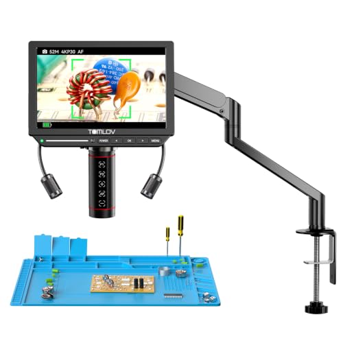TOMLOV Autofocus 4K Digital Microscope, 8" TM4K-AF Flex Arm for Soldering - size: 8"