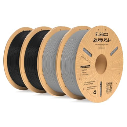 ELEGOO Rapid PLA Plus 3D Printer Filament Bundle 1.75mm Black/Gray 4KG - color: 4*1kg Black & Gray
