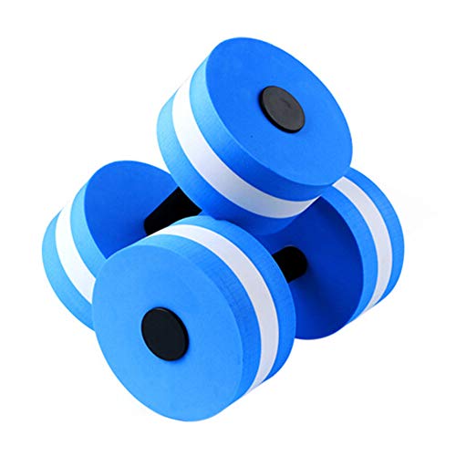 2Pc Water Dumbells Water Aerobic Exercise Foam Dumbbell Pool Resistance Aquatic Dumbbell EVA Yoga Barbell Exercise Fitness Equipment Exercises Equipment for Weight Loss - color: Blue