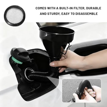Sun Walker 19PCS Automotive Funnel Set & Gas Can Spout Replacement, Plastic Long Neck Oil Funnel Wide Mouth Funnels, Transmission Funnels Spouts Set for Filling Gasoline Oil Coolant
