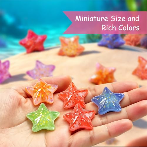 60Pcs Mini Resin Starfish Figurines Tiny Sea Shell Star Figure for Crafts - color: 60 Starfish - 12 Styles