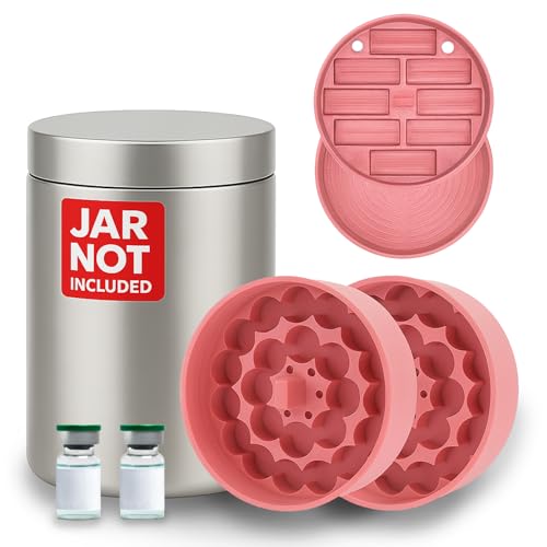 4-Piece 3ml Vial Storage Insert Compatible with 32oz Hydrapeak Food Jar – 54 Vial Organizer with Crisper Shelf – Fits 4.3" Inner Diameter Jar not included (Pink) - color: Pink