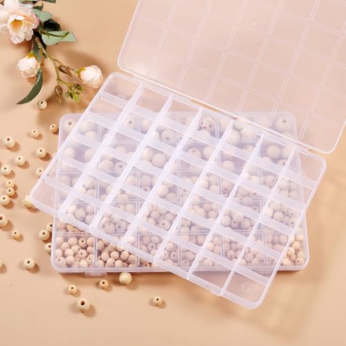 42 Grids Plastic Bead Organizer Beads Storage Containers Bead Holder Organizer Clear Storage Dividers Box for Jewelry Arts and Crafts (Pack of 3) - size: 9.2*6.5*0.7 inches(3 Pack)
