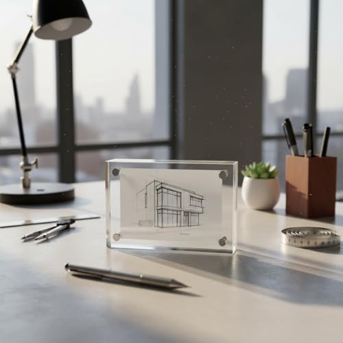 Azar Displays 104438 Clear Acrylic Magnetic Photo Frame Block 4.5x3 - size: 4.5in x 3in Vertical/Horizontal