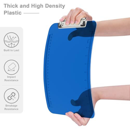 Piasoenc Plastic Clipboards, 8.5 x 11 Clip Board with Ruler,Blue - color: Blue