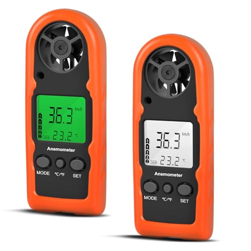 BTMETER Handheld Anemometer - Lightweight Wind Speed Gauge (816B-2pcs) - color: Red