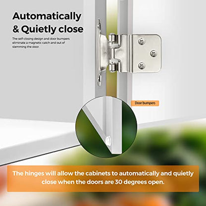 Ravinte Satin Nickel Kitchen Cabinet Hinges, 3/8" Inset, 50 Pack - size: 3/8" Inset