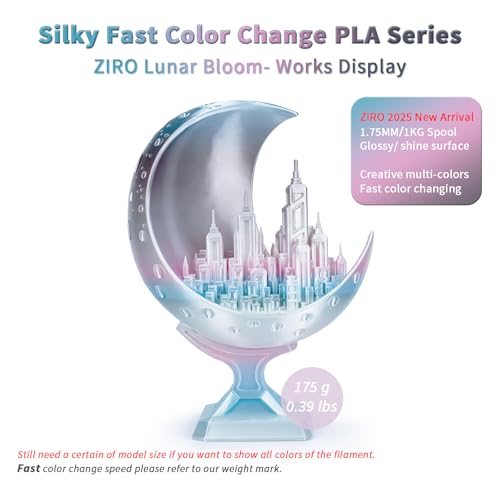 ZIRO Shine PLA Filament, 1.75mm 1kg Fit Most FDM 3D Printer, Lunar Bloom - color: Lunar Bloom