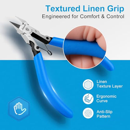 5" Flush Cutter Wire Cutters, Ultra-Sharp Precision Side & Diagonal Cutting Pliers with Spring, Chrome Vanadium Steel Wire Snips for Electronics, Model, Floral, Plastic & Soft Wire - size: B06-1Pack