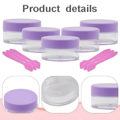 50 Pcs Makeup Sample Containers 3g/5g Sample Containers with Lids Tiny Sample Jars for Skincare Cream Lotion Jewelry Beads DIY Crafts Travel (FZG/5g/Zi) - color: purple, size: 5g