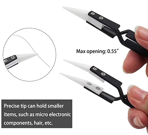3pcs Stainless Steel Anti-Static Ceramic Solder Tweezers