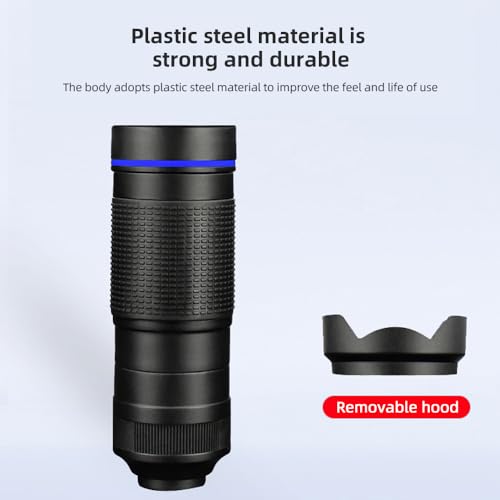 Andoer 36X Telephoto Lens Kit with Mini Tripod, Phone Clip, Holder, Lens Bag, Cleaning Cloth for Hiking, Camping, Wildlife Observation, Moon, Sports, Game, Concert Watching - color: Blue